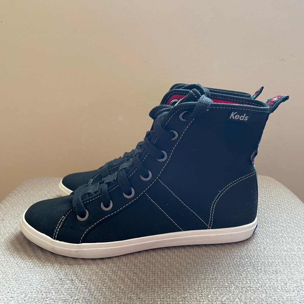 Keds High Top sneakers, black with floral detail
